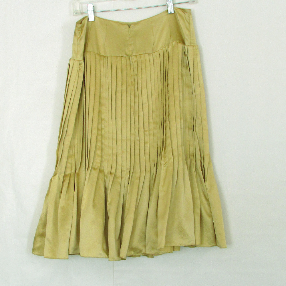 Perry Ellis Gold Silk Pleated Skirt